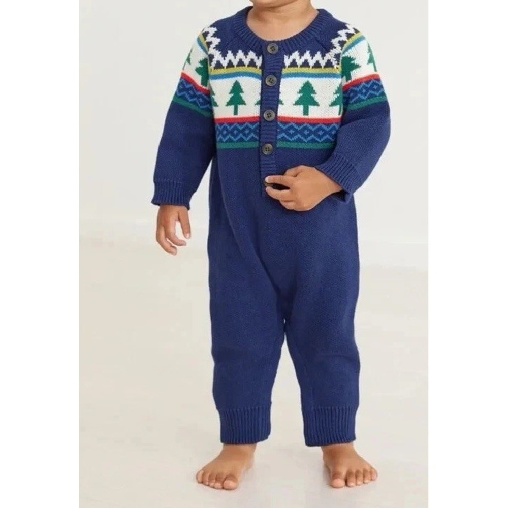 Hanna Andersson Baby Holiday Organic Cotton Romper Knitted 12-16 months A011365